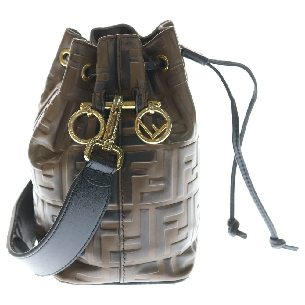 FENDI(フェンディ) MON TRESOR モン トレゾール ミニ ズッカ カーフレザー 巾着型 ショルダーバッグ レディース ブラウン 8BS010 A659 F13VK
