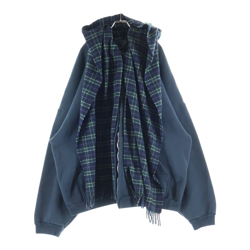 BALENCIAGA(バレンシアガ) SCARF ZIP-UP HOODIE ダブルポケット スカーフジップアップフーディー ネイビー 794747 TQVM2 4021