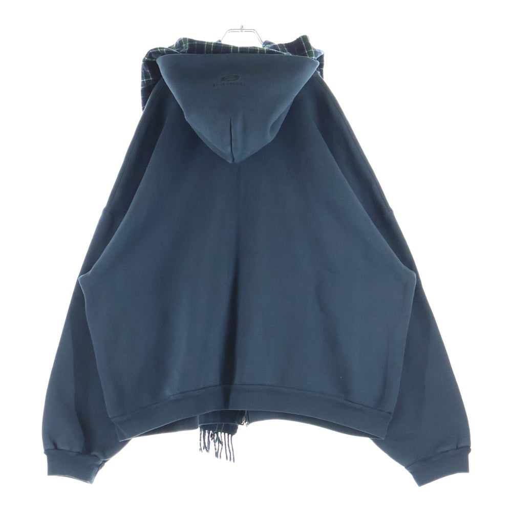 BALENCIAGA(バレンシアガ) SCARF ZIP-UP HOODIE ダブルポケット スカーフジップアップフーディー ネイビー 794747 TQVM2 4021