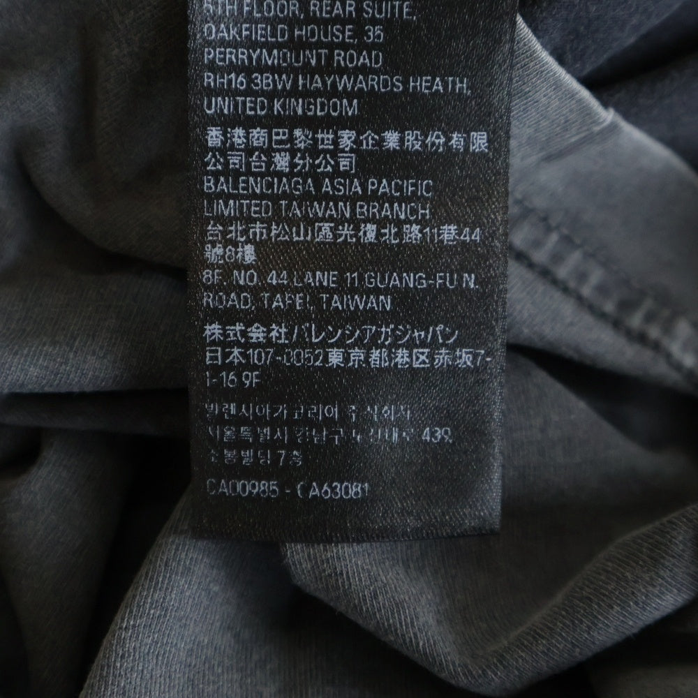BALENCIAGA(バレンシアガ) OVERSIZED T-SHIRT フロントロゴデザイン フェード加工 クルーネック カットソー 半袖Tシャツ ブラック 811688 TRVQ7