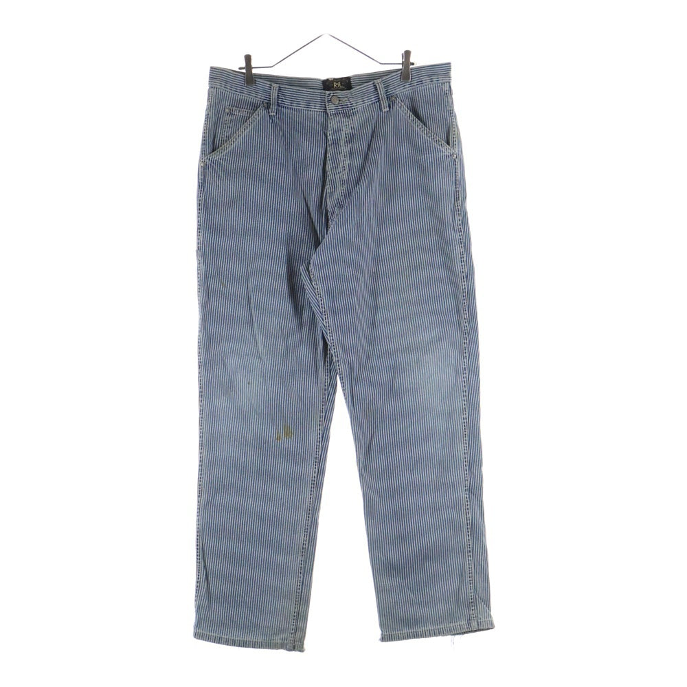 RRL(ダブルアールエル) 90S VINTAGE USA製 ヴィンテージ ヒッコリーストライプ ペインターパンツ ホワイト/インディゴ 41-4811879ZY
