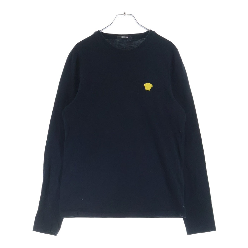 VERSACE(ヴェルサーチ) メデューサ ロゴエンブロイダリー 半袖Tシャツ カットソー ブラック