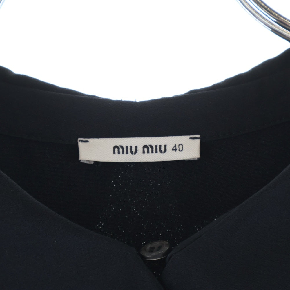 miumiu(ミュウミュウ) フリルカラー ロングスリーブ ワンピース ネイビー レディース 0000ET-C02QE-00009
