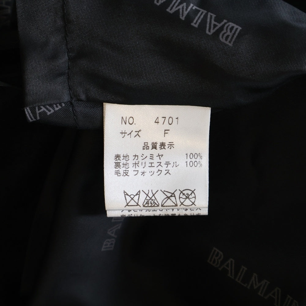 BALMAIN(バルマン) カシミヤ フーデッド ポンチョコート ブラック レディース 4701