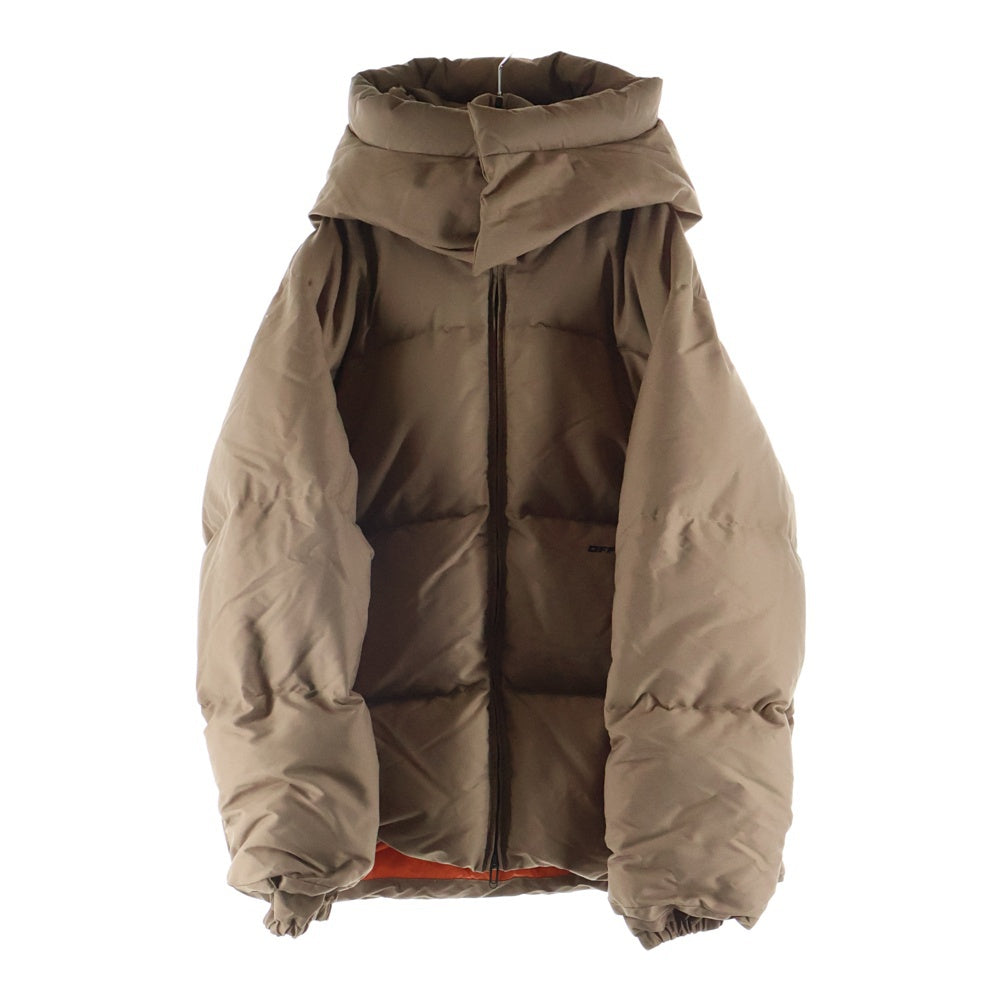 OFF-WHITE(オフホワイト) 22AW ロゴプリント フーデッドダウンジャケット ブラウン OMED048F22FAB001