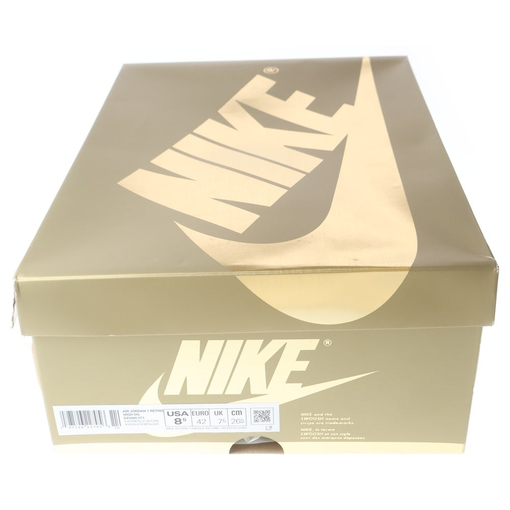 NIKE(ナイキ) AIR JORDAN 1 RETRO HIGH OG エアジョーダン1 レトロ ハイカットスニーカー US8.5/26.5cm ブラック/ゴールド DZ5485-071
