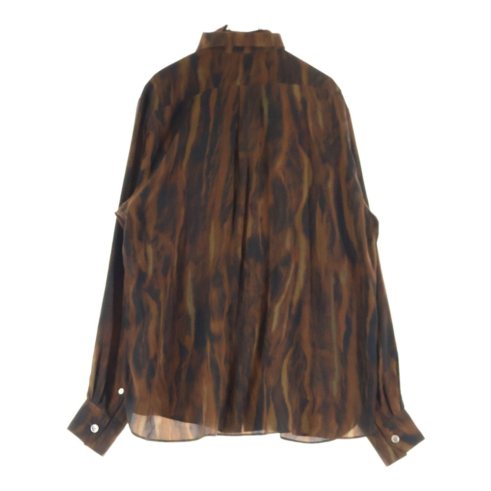 MASU(エムエーエスユー) 21AW FUR PRINT SILK SHIRTS ファー プリント ロングスリーブ シルクシャツ ブラウン MCFW-SH0421