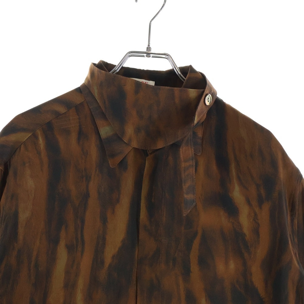 MASU(エムエーエスユー) 21AW FUR PRINT SILK SHIRTS ファー プリント ロングスリーブ シルクシャツ ブラウン MCFW-SH0421