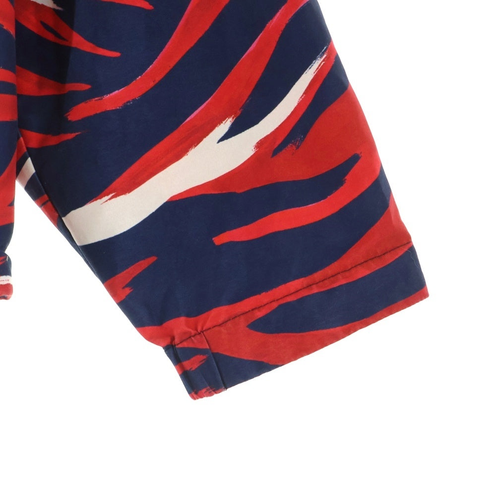 MONCLER(モンクレール) 21SS CHARDON ロゴパッチ 総柄 ナイロン ジップアップ フーディージャケット パーカー ネイビー/レッド G10911A74900