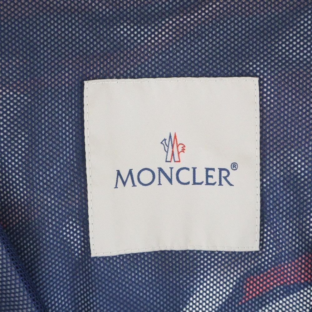 MONCLER(モンクレール) 21SS CHARDON ロゴパッチ 総柄 ナイロン ジップアップ フーディージャケット パーカー ネイビー/レッド G10911A74900