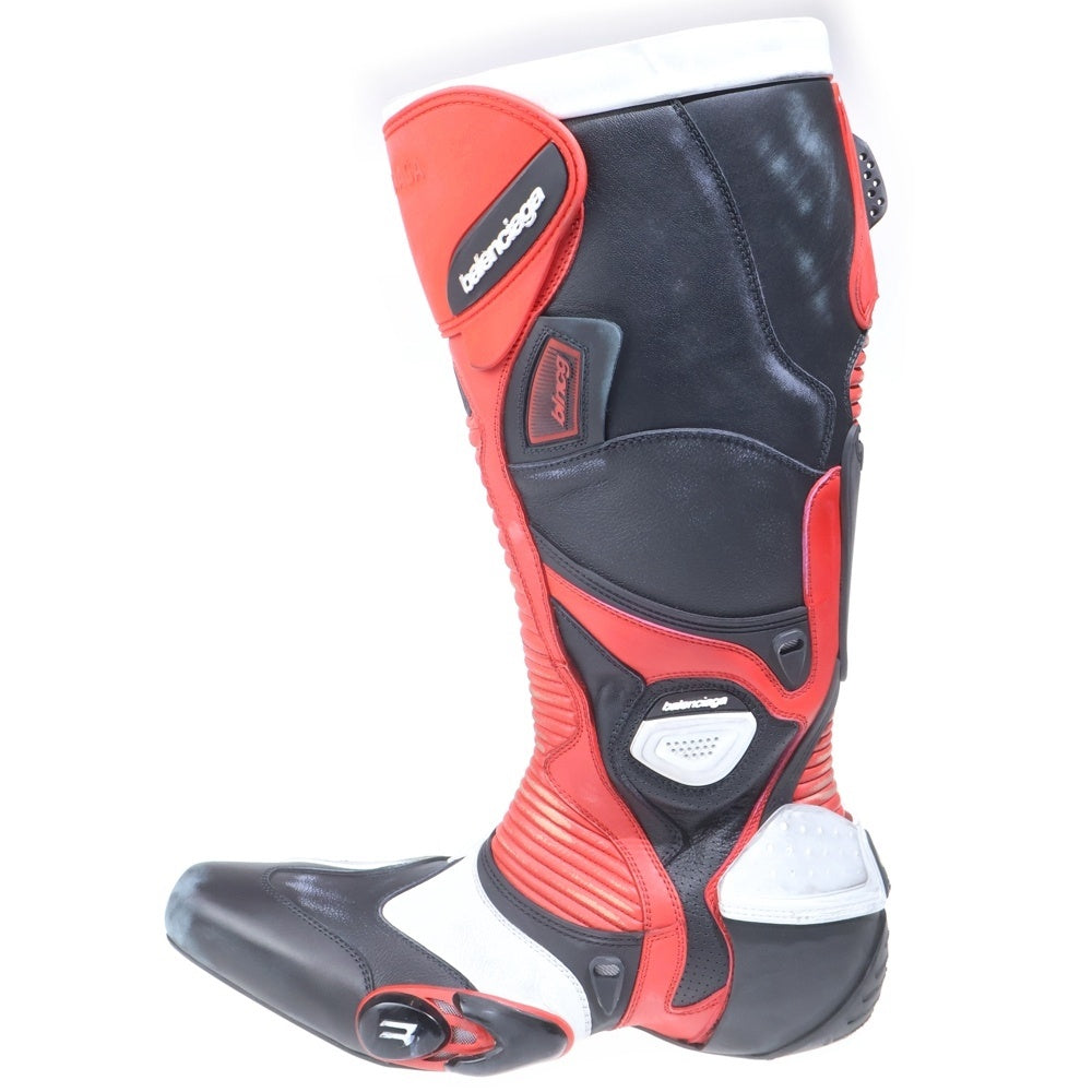 BALENCIAGA(バレンシアガ) 23AW LEATHER BIKER BOOTS レザー ロング バイカーブーツ レッド/ブラック 762100 WB6A2