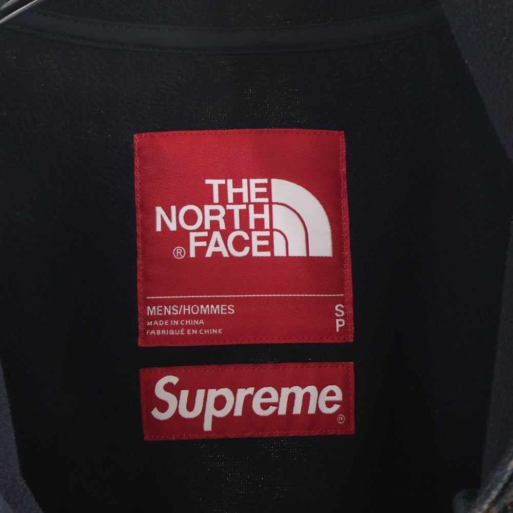 SUPREME(シュプリーム) 21AW ×The North Face Bleached Denim Print Fleece Jacket ノースフェイス ブリーチデザイン ジップアップ フリース ジャケット 総柄 ブラウン NA52100I