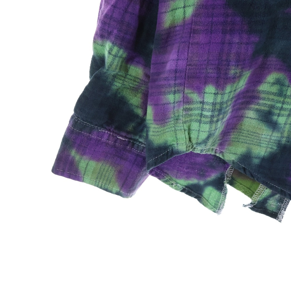 Rebuild by needles(リビルドバイニードルス) 7 CUTS SHIRT リメイクデザイン 総柄 コットン レギュラーカラー 長袖シャツ パープル/グリーン MR350