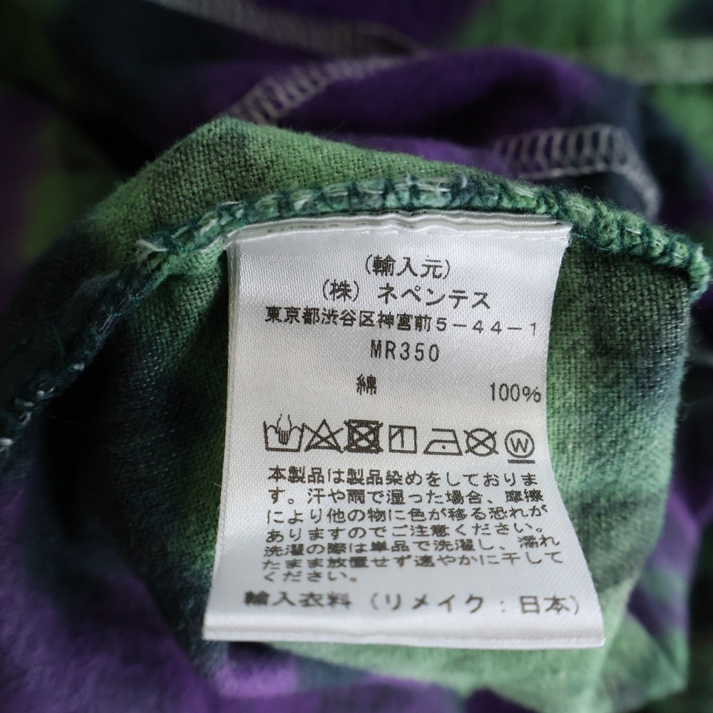 Rebuild by needles(リビルドバイニードルス) 7 CUTS SHIRT リメイクデザイン 総柄 コットン レギュラーカラー 長袖シャツ パープル/グリーン MR350