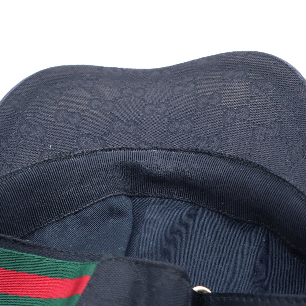 GUCCI(グッチ) オリジナルGGキャンパス 6パネル ベースボールキャップ ブラック 200035-KQWBG