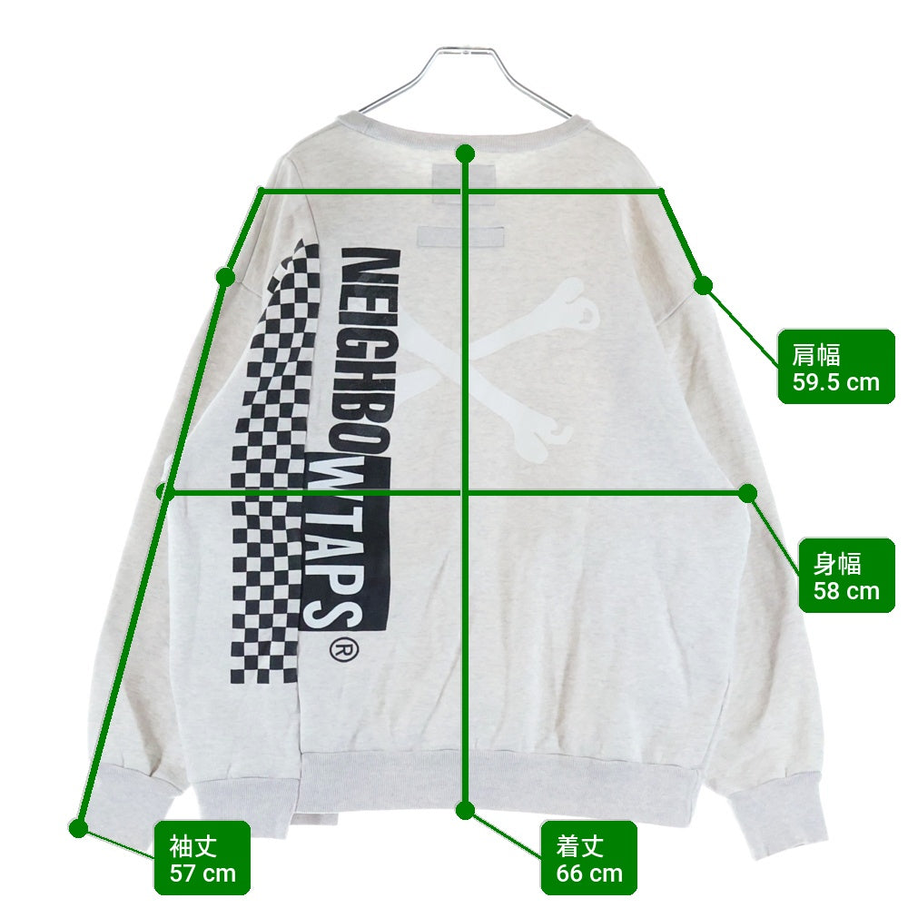 WTAPS(ダブルタップス) 19AW × NEIGHBORHOOD RIPPER CREW NECK ネイバーフッド リッパー アシンメトリー バックプリント クルーネックスウェットトレーナー グレー 192ATNHD-CSM02S