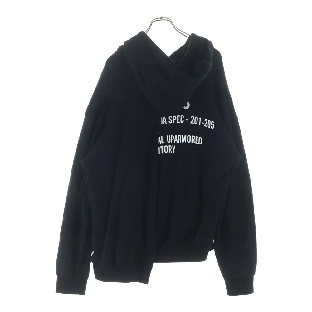 WTAPS(ダブルタップス) 21SS RAGS HOODED ラグス カンガルーポケット アシンメトリー プルオーバースウェットパーカー ブラック 211ATDT-CSM39