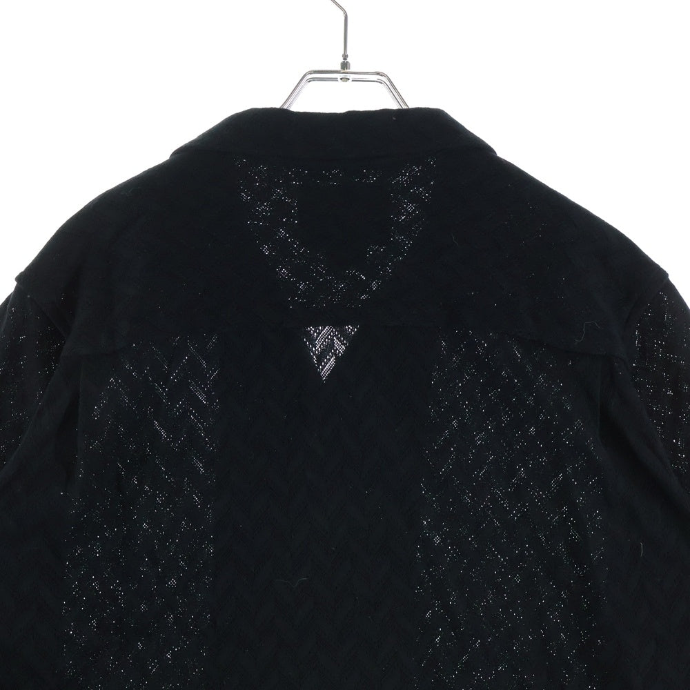 WTAPS(ダブルタップス) 25SS TXT SS CTPL HERRINGBONE TEXTILE 襟付き メッシュヘリンボーン 半袖シャツ ブラック 251TQDT-SHM08