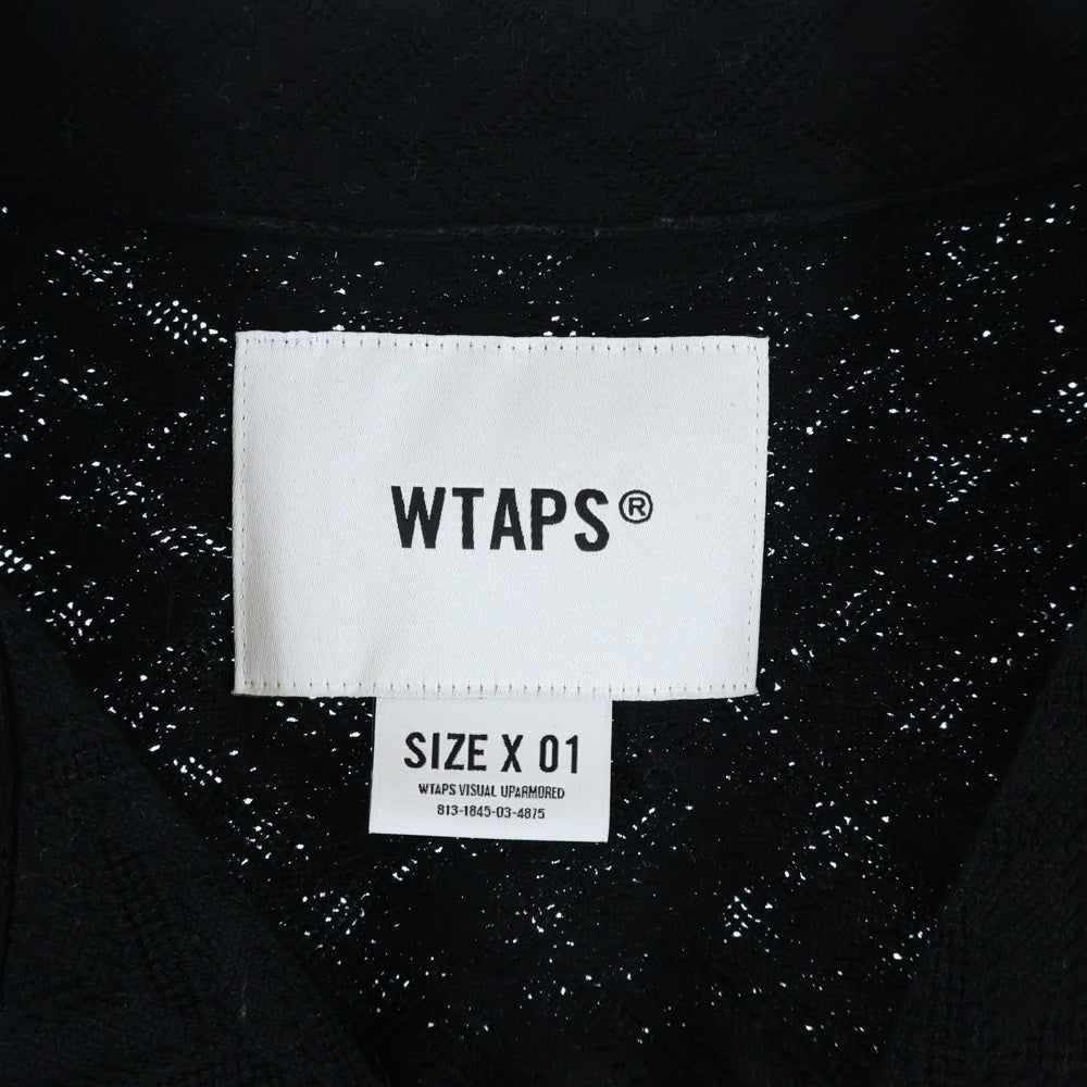 WTAPS(ダブルタップス) 25SS TXT SS CTPL HERRINGBONE TEXTILE 襟付き メッシュヘリンボーン 半袖シャツ ブラック 251TQDT-SHM08