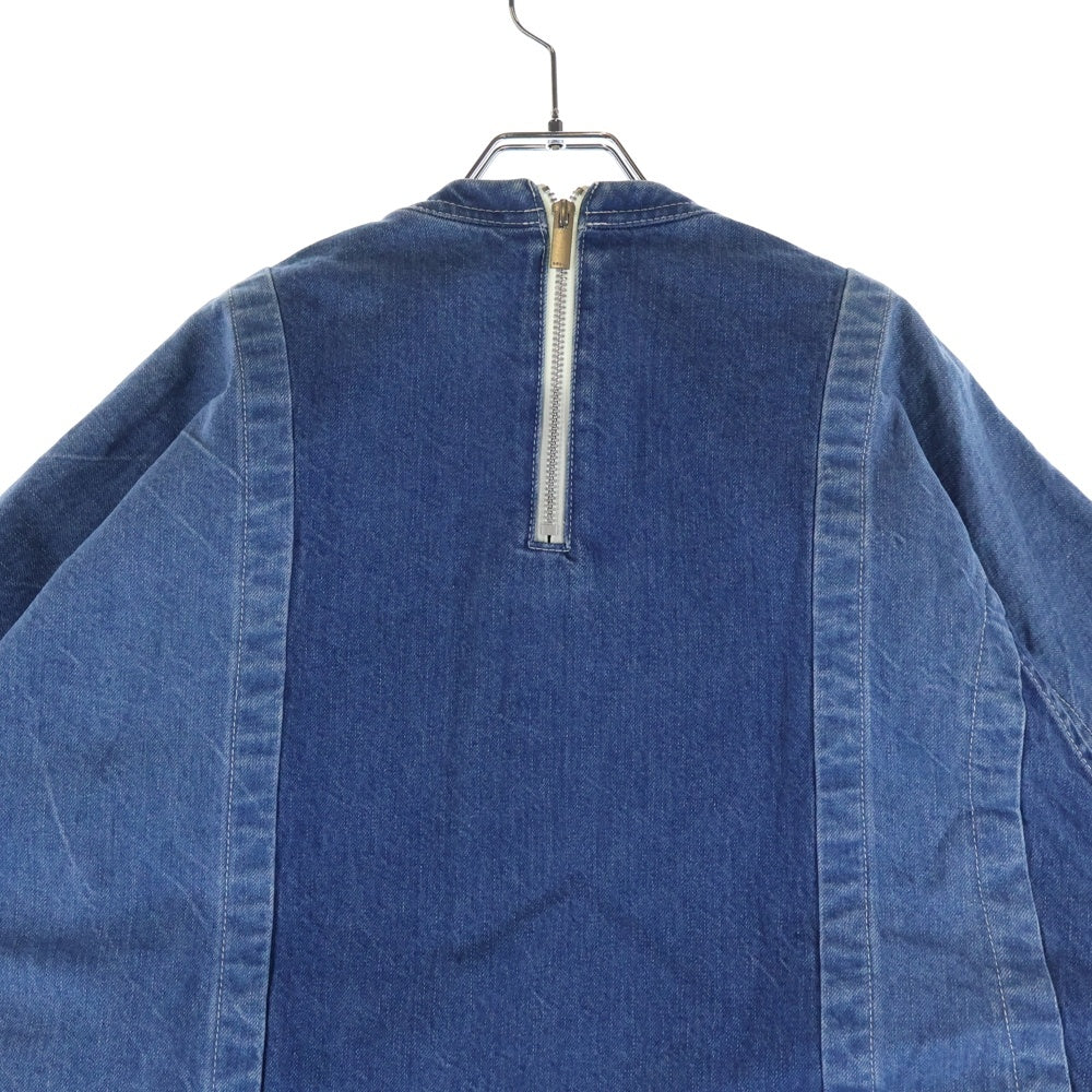 Sacai(サカイ) 再構築デニム バックジッパー 半袖 ミニワンピース レディース インディゴ 16-02692
