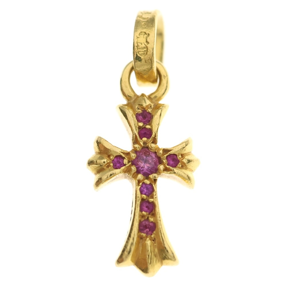CHROME HEARTS(クロムハーツ) 22K CRS BBYFAT P SAP P ベイビーファット パヴェ ピンクサファイア ネックレストップ ゴールド