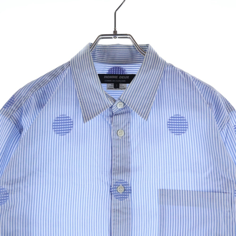 COMME des GARCONS HOMME DEUX(コムデギャルソン オムドゥ) 19AW AD2019 ストライプ 水玉 長袖 シャツ ブルー DD‐B037