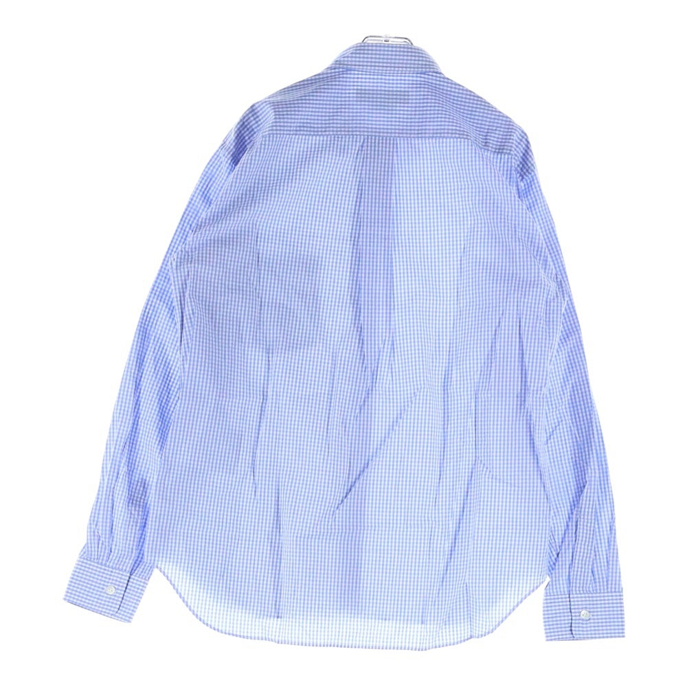 COMME des GARCONS HOMME DEUX(コムデギャルソン オムドゥ) 24AW AD2024 ストライプ切替 チェック 長袖 シャツ ブルー DN‐B031