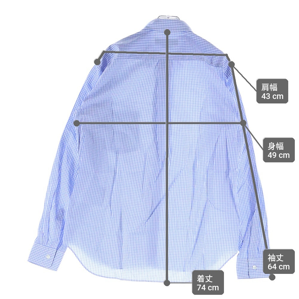 COMME des GARCONS HOMME DEUX(コムデギャルソン オムドゥ) 24AW AD2024 ストライプ切替 チェック 長袖 シャツ ブルー DN‐B031