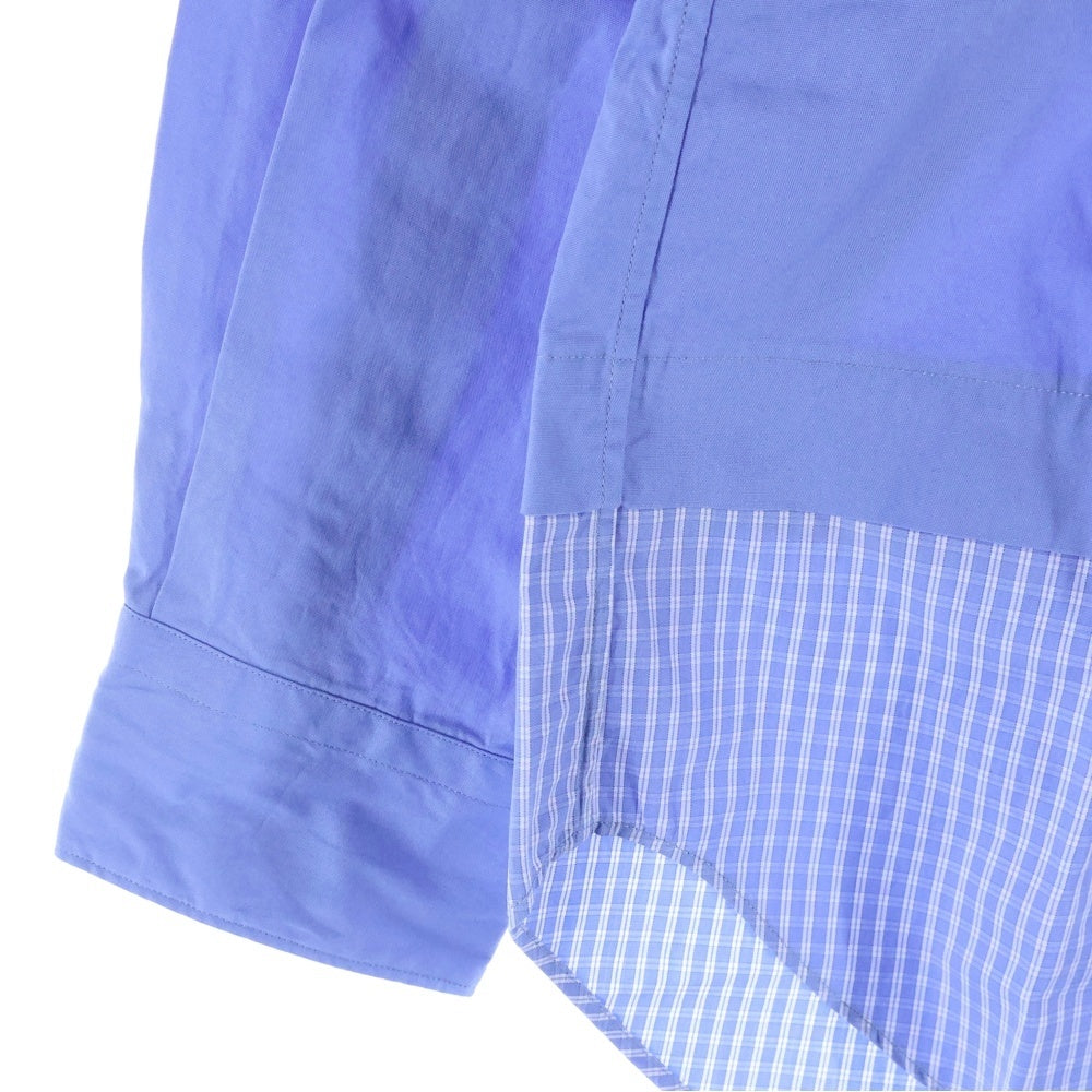 COMME des GARCONS HOMME(コムデギャルソンオム) AD2020 裾切替 パッチワーク 長袖 シャツ ブルー HG‐B016