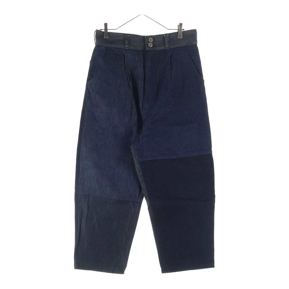 COMME des GARCONS HOMME(コムデギャルソンオム) 21AW AD2021 パッチワーク加工 デニムワイドパンツ インディゴ/ブラック HH-P012