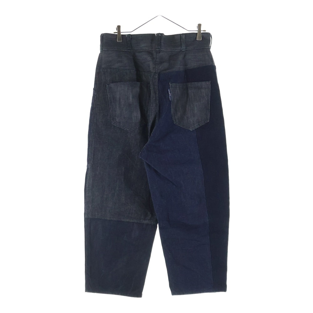 COMME des GARCONS HOMME(コムデギャルソンオム) 21AW AD2021 パッチワーク加工 デニムワイドパンツ インディゴ/ブラック HH-P012