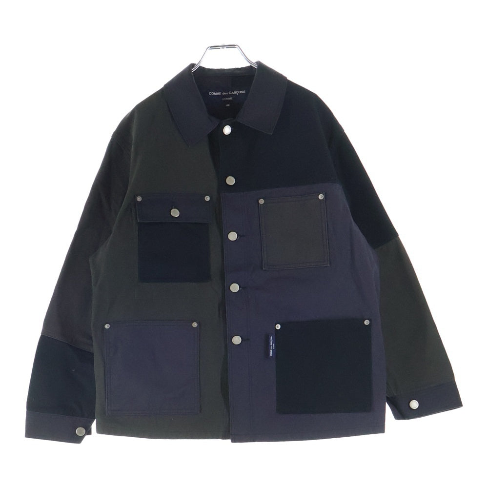COMME des GARCONS HOMME(コムデギャルソンオム) AD2021 パッチワーク加工 カバーオール ジャケット ブラック/カーキ HH-J013