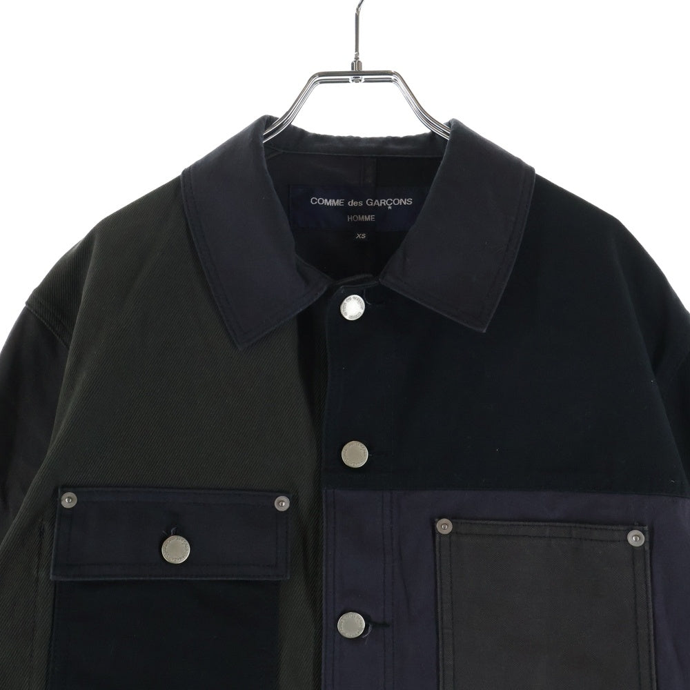 COMME des GARCONS HOMME(コムデギャルソンオム) AD2021 パッチワーク加工 カバーオール ジャケット ブラック/カーキ HH-J013
