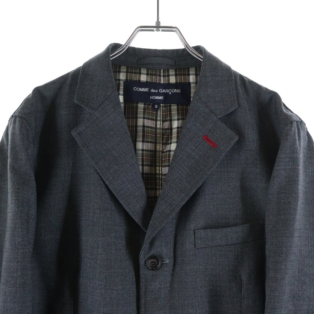 COMME des GARCONS HOMME(コムデギャルソンオム) 18AW AD2018 裏地チェック 3Bウールテーラードジャケット グレー HB-J019