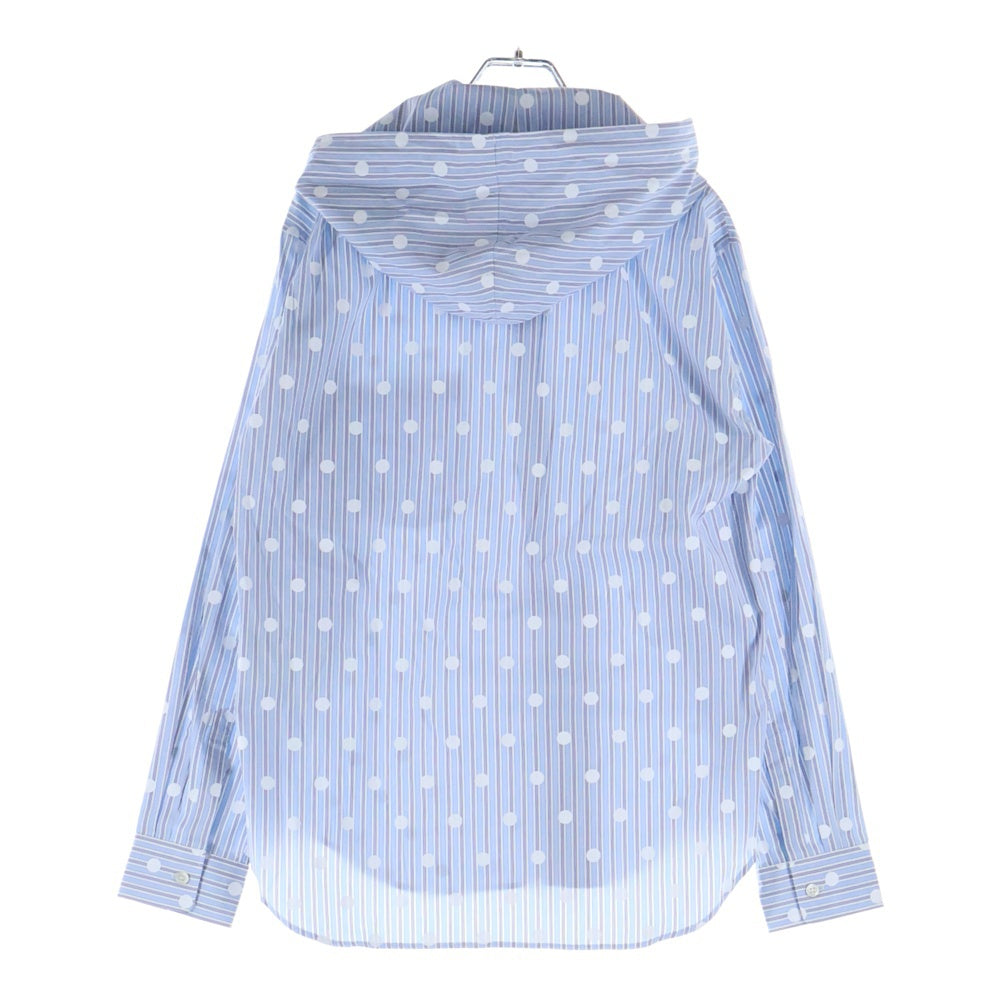 COMME des GARCONS HOMME DEUX(コムデギャルソン オムドゥ) 23SS AD2022 水玉模様 フード付長袖ストライプシャツ ブルー/ホワイト DK-B041