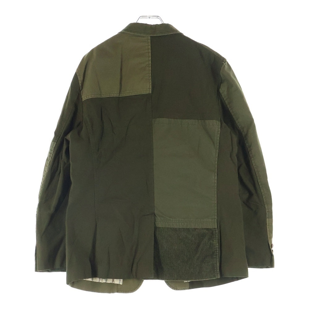 COMME des GARCONS HOMME(コムデギャルソンオム) 20AW AD2020 ドッキング コーデュロイ切り替え シングルテーラードジャケット カーキ HF-J006
