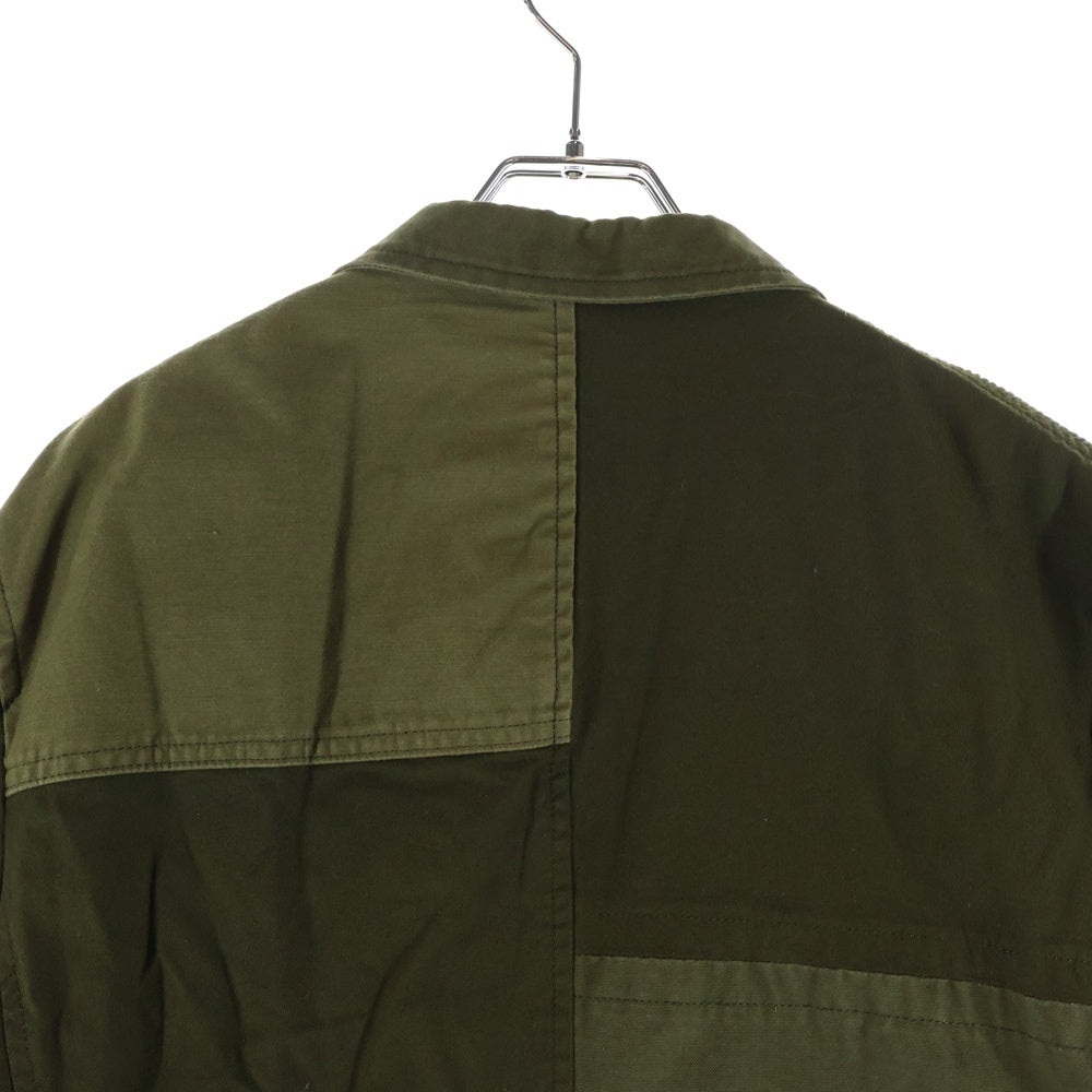 COMME des GARCONS HOMME(コムデギャルソンオム) 20AW AD2020 ドッキング コーデュロイ切り替え シングルテーラードジャケット カーキ HF-J006
