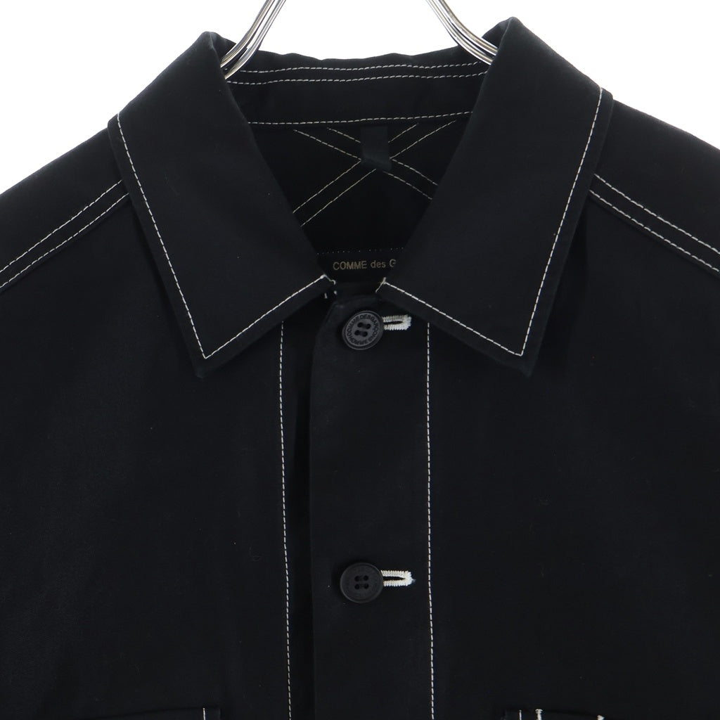 COMME des GARCONS HOMME(コムデギャルソンオム) 25AW AD2025 バックサテン コットンシャツジャケット ブラック HP-J015