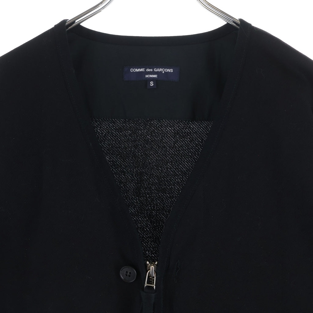 COMME des GARCONS HOMME(コムデギャルソンオム) 24AW AD2024 パッチワーク ジップアップノーカラージャケット ブラック HN-T012