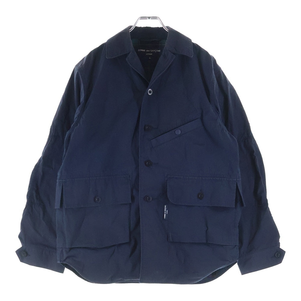COMME des GARCONS HOMME(コムデギャルソンオム) 21SS AD2020 裏地チェック マルチポケット コットンジャケット ネイビー HG-J010
