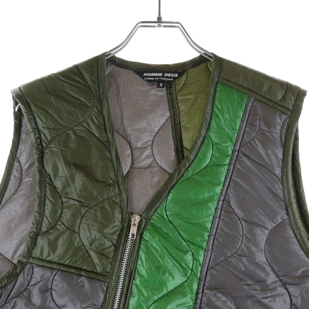 COMME des GARCONS HOMME DEUX(コムデギャルソン オムドゥ) 25AW AD2025 キルティング ジップアップナイロンベスト グレー/カーキ DP-V021
