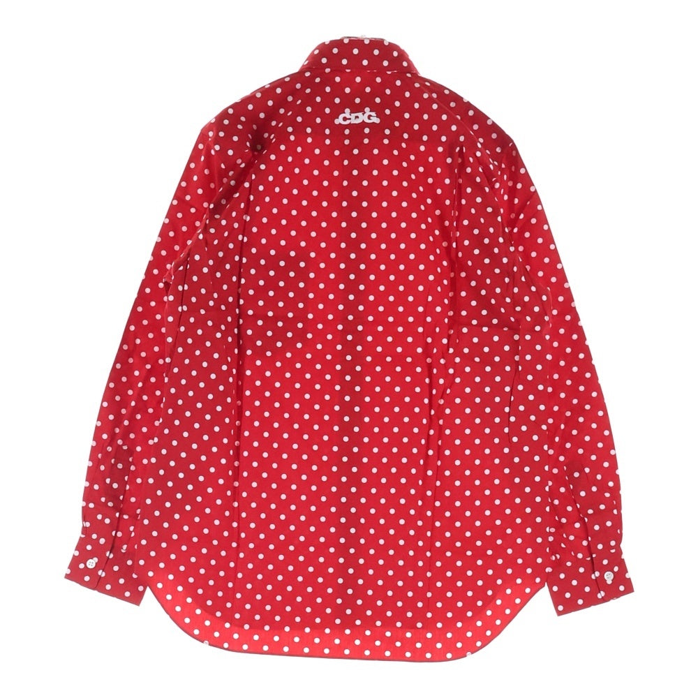 CDG(シーディージー) AD2019 ドット総柄 長袖ボタンシャツ レッド SZ-B003