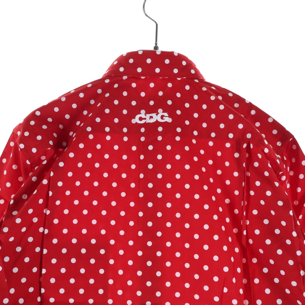 CDG(シーディージー) AD2019 ドット総柄 長袖ボタンシャツ レッド SZ-B003