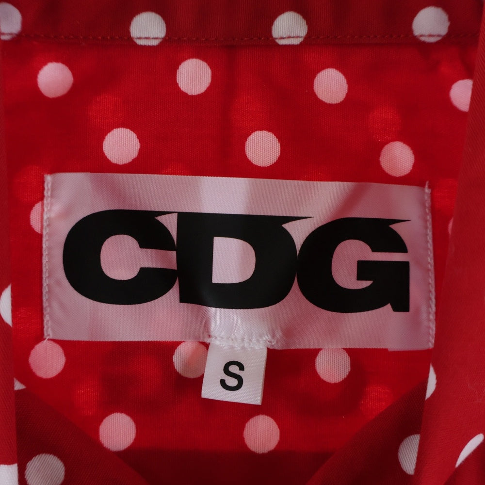 CDG(シーディージー) AD2019 ドット総柄 長袖ボタンシャツ レッド SZ-B003