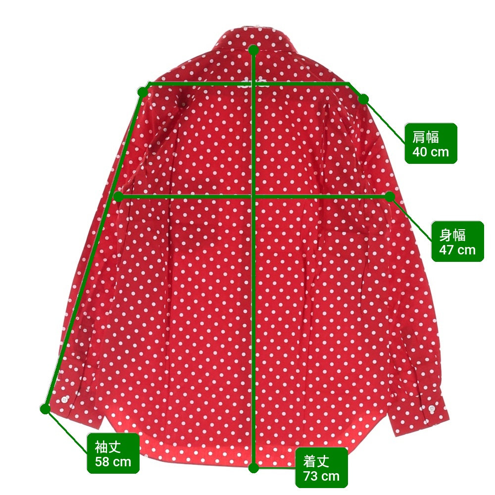 CDG(シーディージー) AD2019 ドット総柄 長袖ボタンシャツ レッド SZ-B003