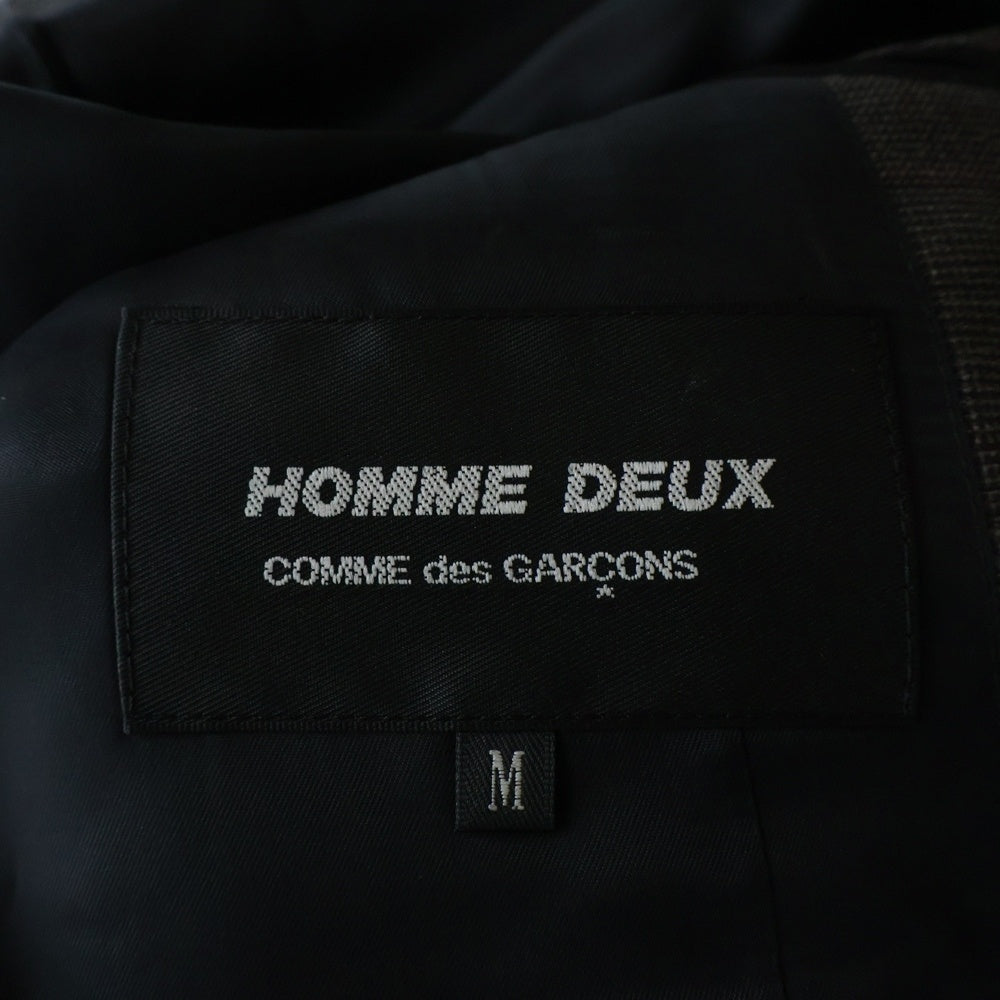 COMME des GARCONS HOMME DEUX(コムデギャルソン オムドゥ) 25AW AD2025 チェック柄 ウール セットアップスーツ 3Bシングルテーラードジャケット 1タックスラックスパンツ ブラウン DP-J022/DP-P024