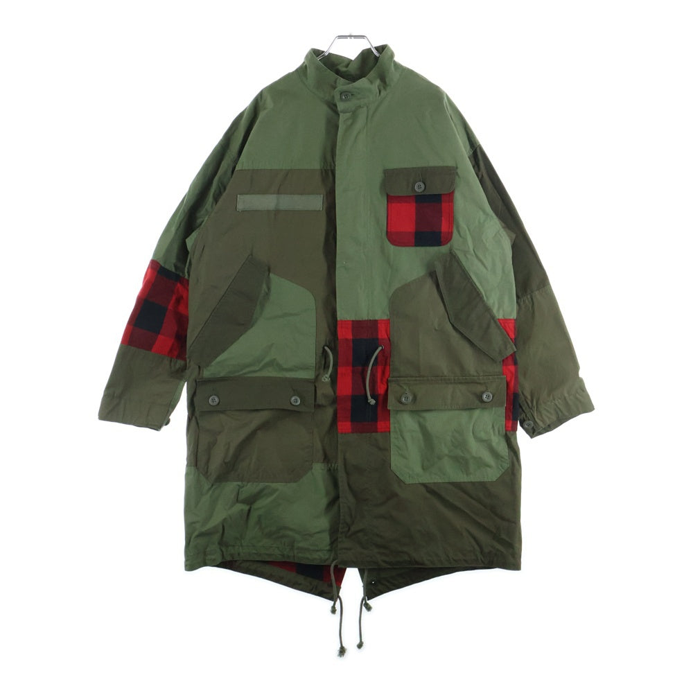 COMME des GARCONS HOMME(コムデギャルソンオム) 23AW AD2023 異素材パッチワーク加工 モッズコート グリーン HL-C009