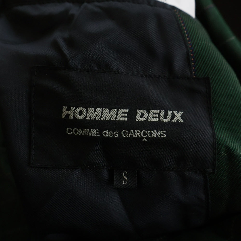 COMME des GARCONS HOMME DEUX(コムデギャルソン オムドゥ) 21SS AD2020 シワ加工 チェック柄 4Bテーラードジャケット グリーン DG-J033