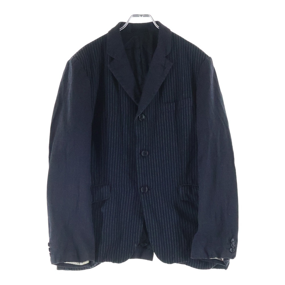 COMME des GARCONS HOMME(コムデギャルソンオム) 18SS AD2017 ドッキング加工 フロントストライプ 3Bシングルテーラードジャケット グレー/ネイビー HA-J013