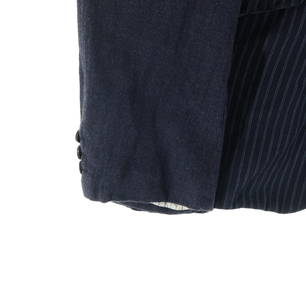 COMME des GARCONS HOMME(コムデギャルソンオム) 18SS AD2017 ドッキング加工 フロントストライプ 3Bシングルテーラードジャケット グレー/ネイビー HA-J013